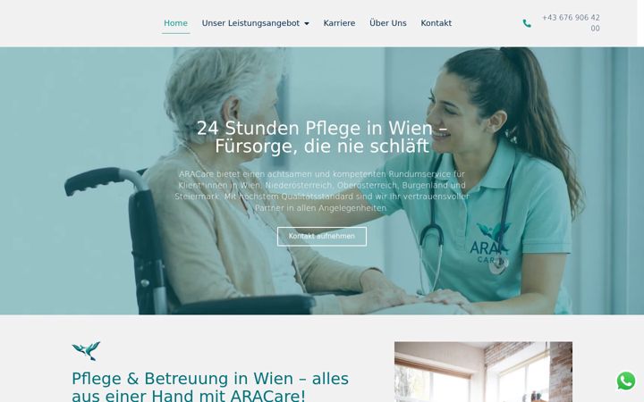 Screenshot of aracare.at