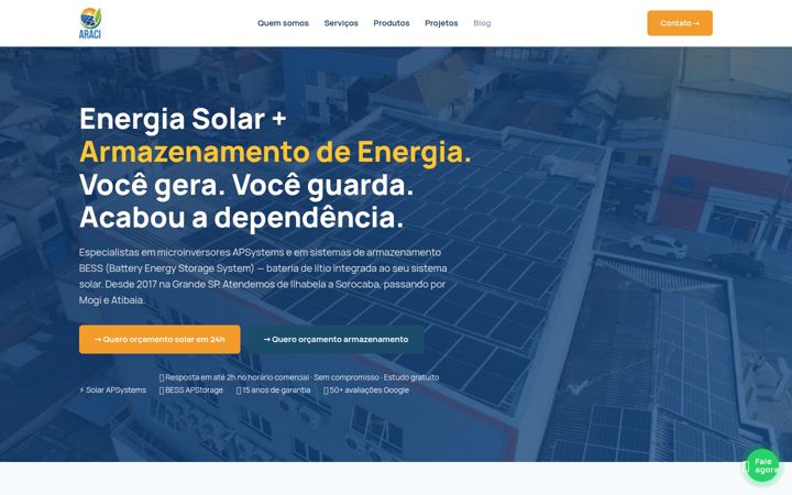 Screenshot of aracisolar.com.br