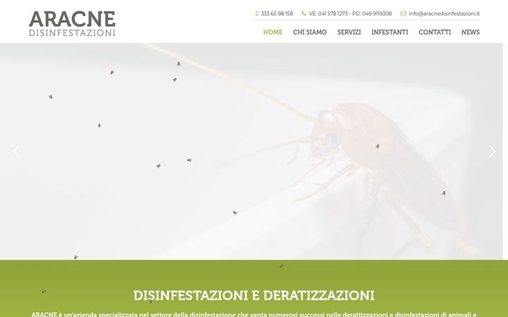Ekrānuzņēmums no aracnedisinfestazioni.it