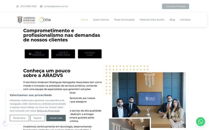 Screenshot of aradvs.com.br
