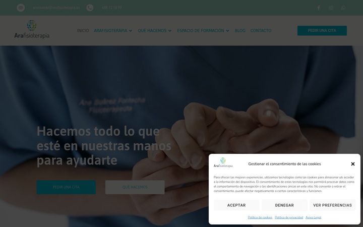 Captura de ecrã de arafisioterapia.es