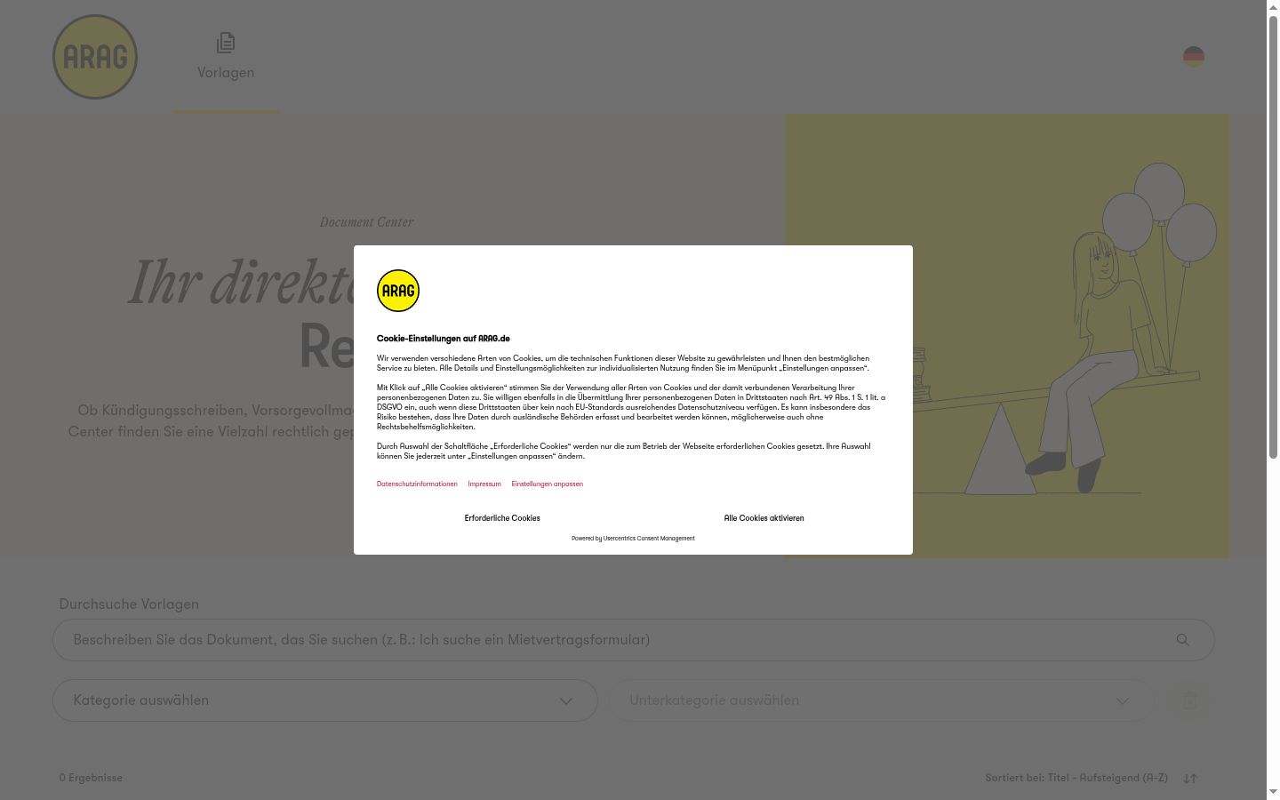 Screenshot del banner di consenso mostrato prima di qualsiasi interazione