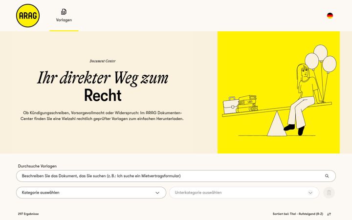 Screenshot of arag-dokumentencenter.de