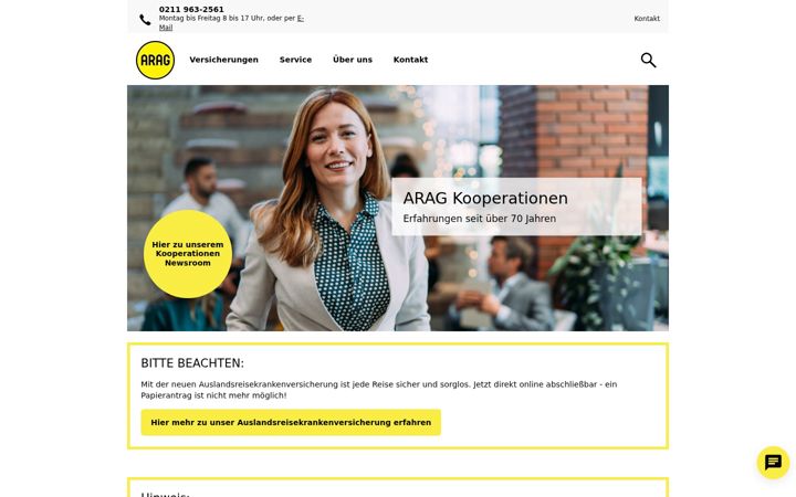 Screenshot of arag-kooperationen.de