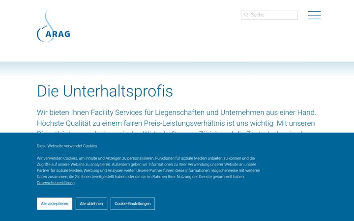 Screenshot of arag-services.ch