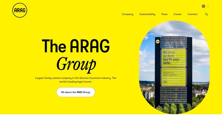 Screenshot of arag.com