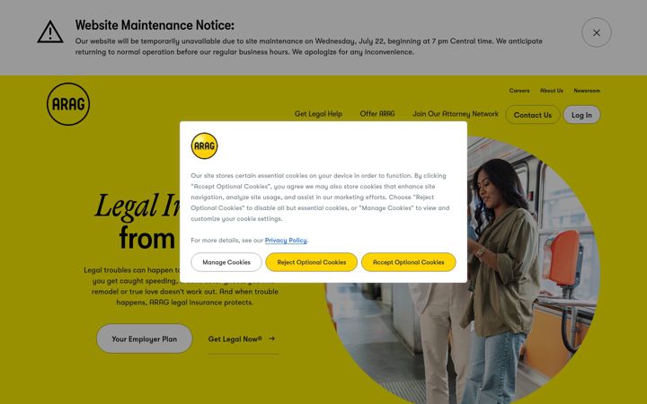 Skærmbillede af araglegal.com