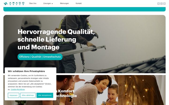 Screenshot of aragogreen.de