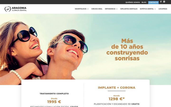 Screenshot ta' aragoniaclinicadental.com