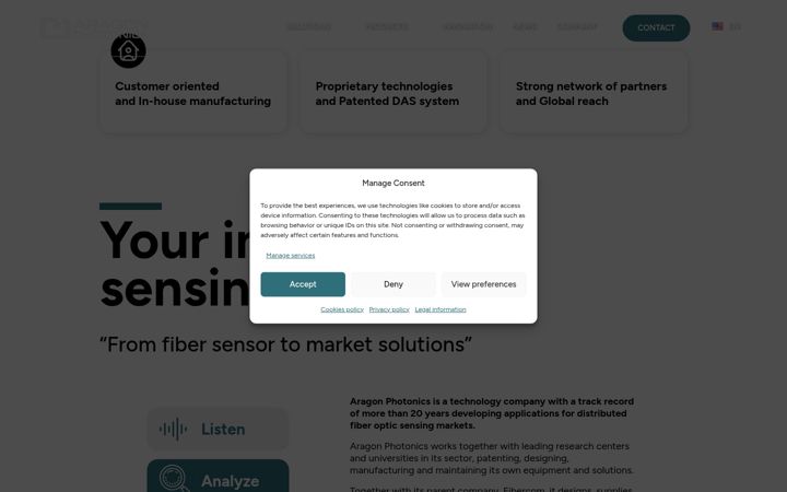 Screenshot ta' aragonphotonics.com