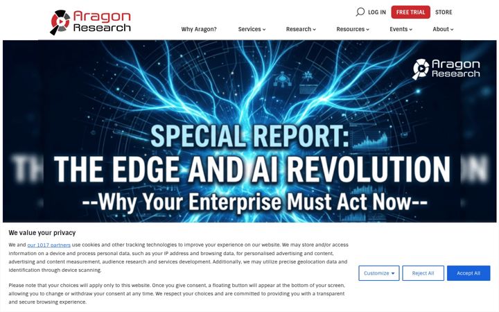 Screenshot of aragonresearch.com