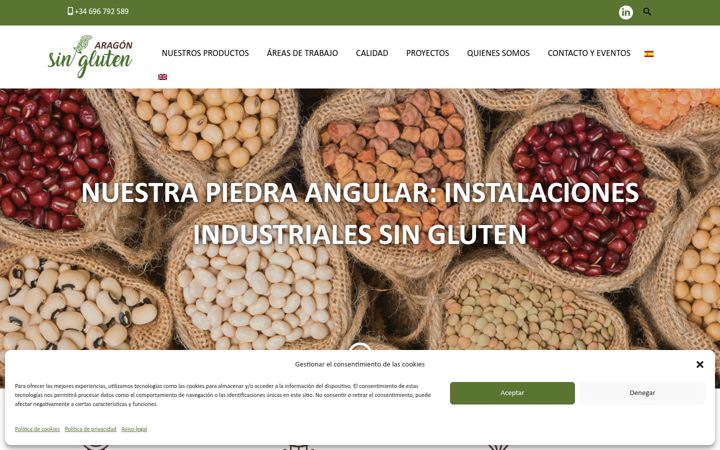 Screenshot ta' aragonsingluten.com