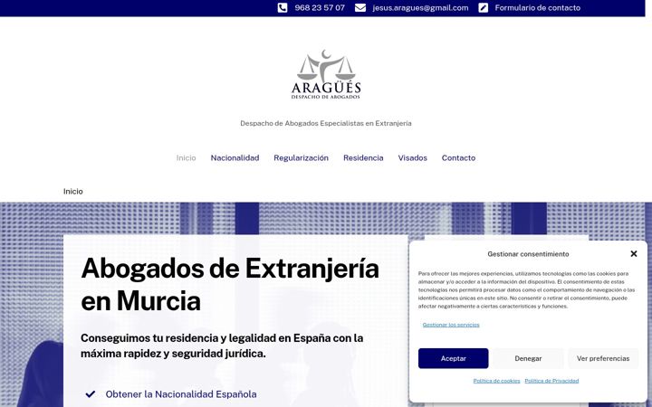 Screenshot of araguesabogados.com
