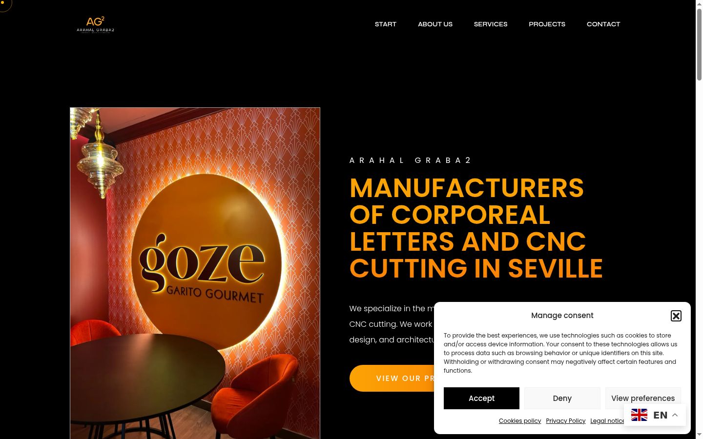 Screenshot of the consent banner shown before any interaction