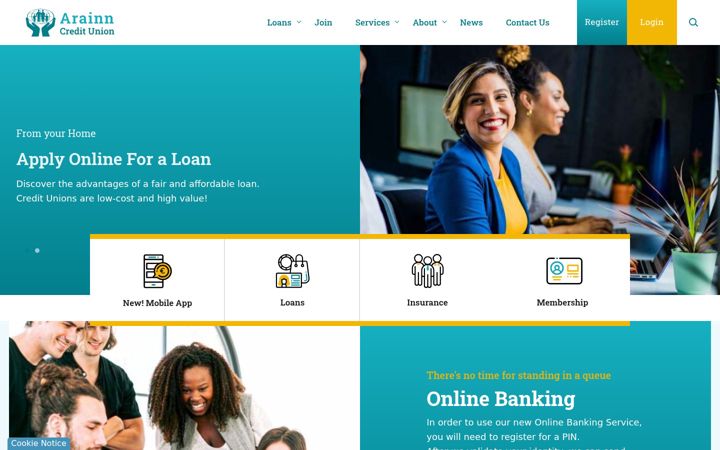 Screenshot of arainncreditunion.com