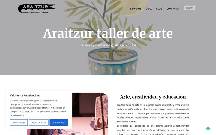 Screenshot ta' araitzurtallerdearte.es