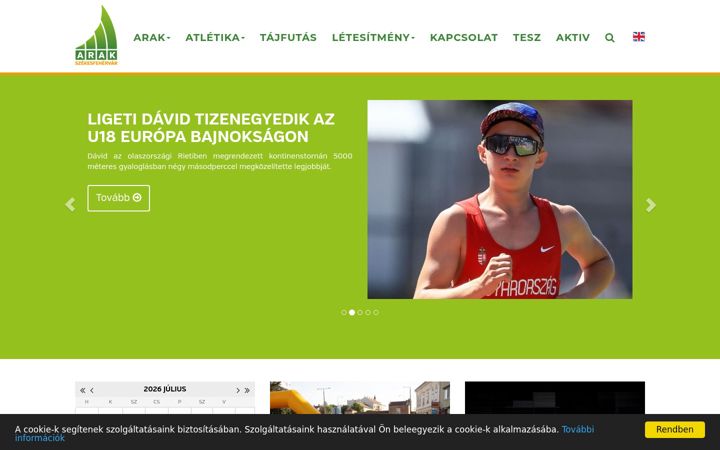 Screenshot of arakatletika.hu
