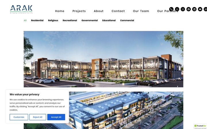 Skjermbilde av arakconsulting.com