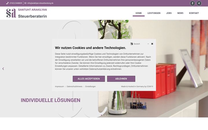 Skjermbilde av arakilyan-steuerberatung.com