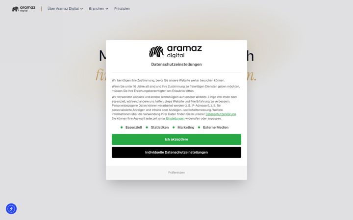 Snímek obrazovky aramaz-digital.de