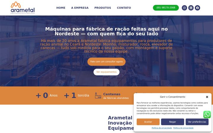 Ekraanipilt saidist arametalequipamentos.com.br