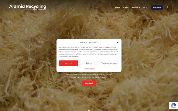 Screenshot of aramiderecycling.com