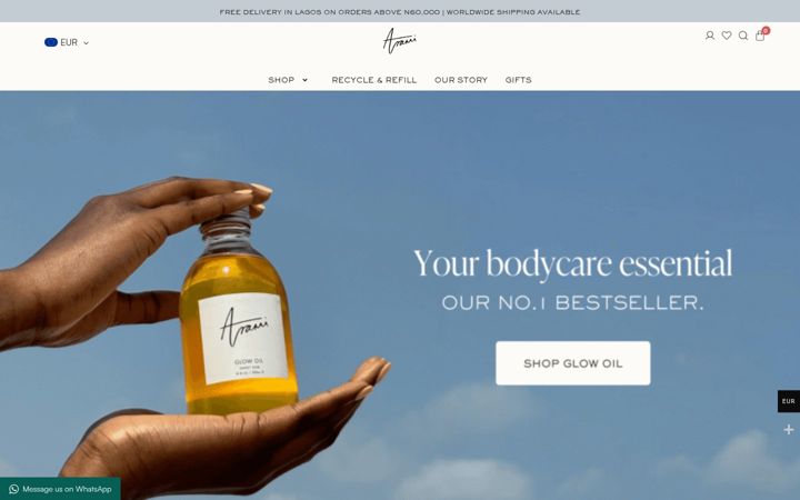 Screenshot van aramiessentials.com
