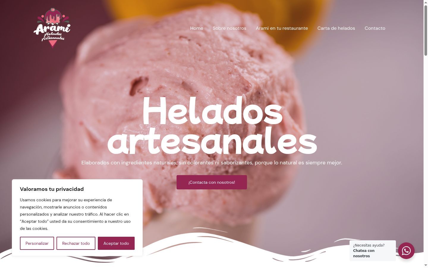 Captura de pantalla del banner de consentimiento mostrado antes de cualquier interacción