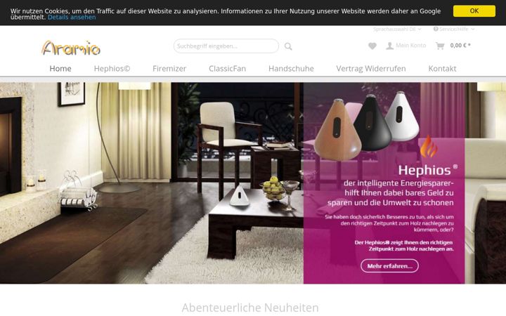 Skjermbilde av aramio.com
