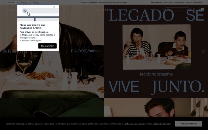 Screenshot of aramis.com.br