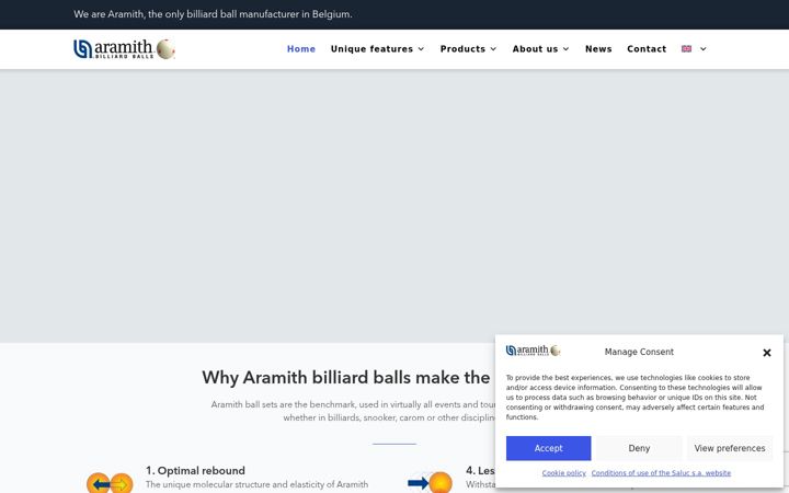Screenshot van aramith.com