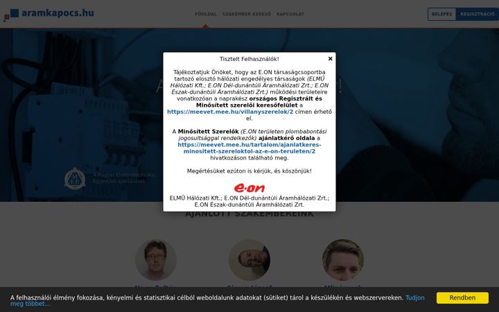 Ekraanipilt saidist aramkapocs.hu