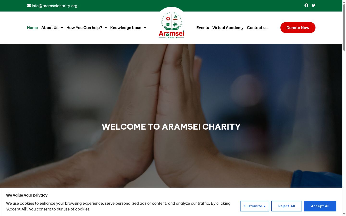 Screenshot of the consent banner shown before any interaction