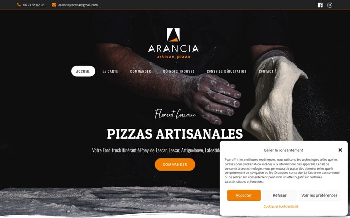 Screenshot of arancia-pizza.fr