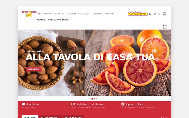 Kuvakaappaus sivustosta aranciamica.it