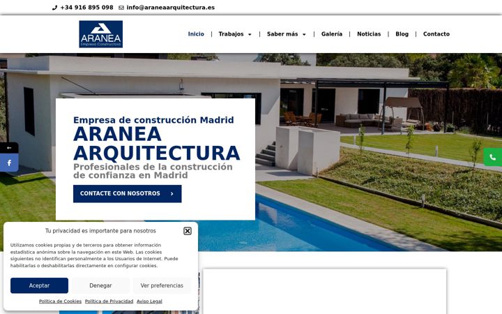 Ekraanipilt saidist araneaconstruccion.es