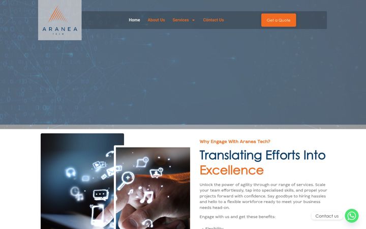 Screenshot van araneatech.com
