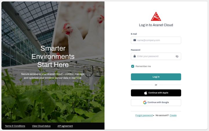 Screenshot of aranet.cloud