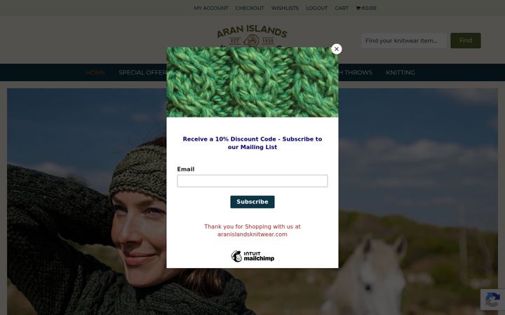 Screenshot του aranislandsknitwear.com