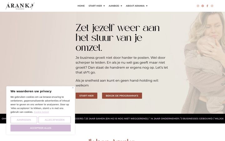 Screenshot of arankainbusiness.nl