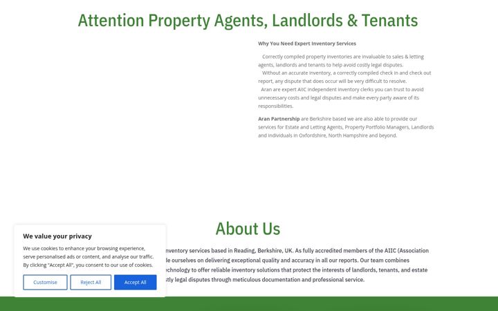Screenshot of aranpartnership.co.uk