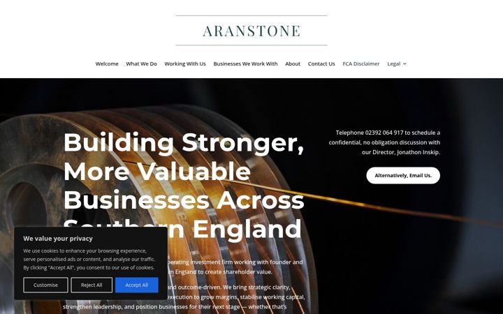Screenshot of aranstone.com