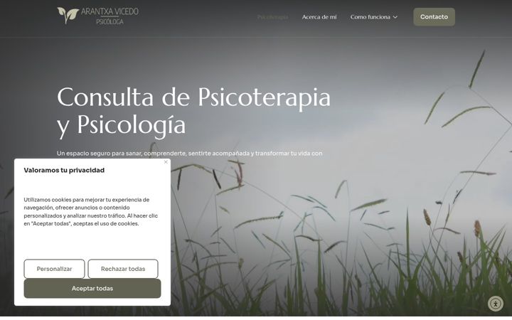 Skjámynd af arantxavicedopsicologia.es