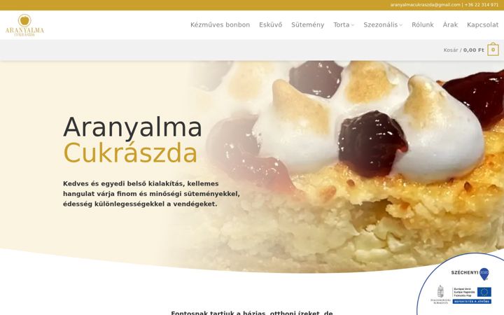 Snimka zaslona za aranyalmacukraszda.hu