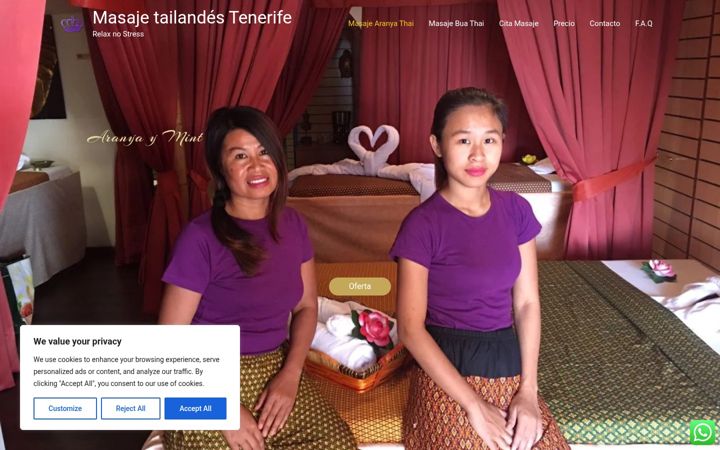 Screenshot of aranyathaimassage.com
