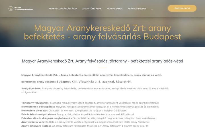 Екранна снимка на aranyatveszek.hu