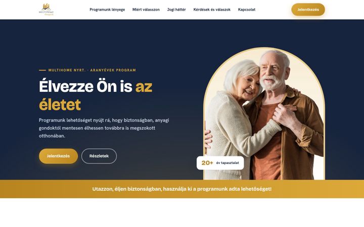 Skjámynd af aranyevek-multihome.hu