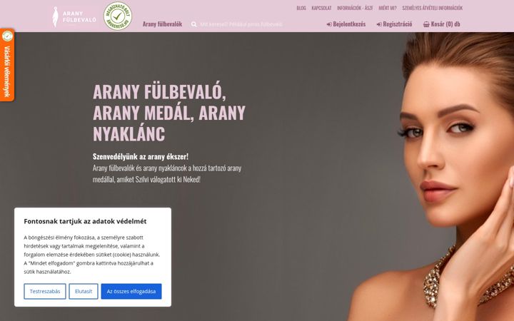 Skjámynd af aranyfulbevalo.hu