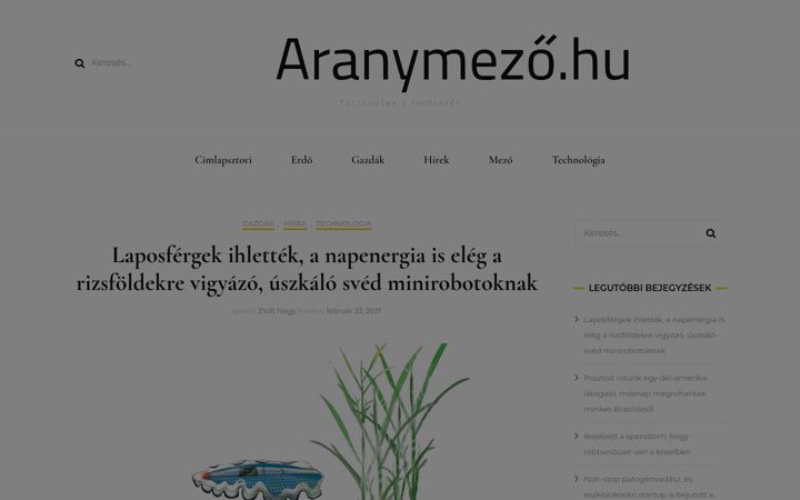 Screenshot of aranymezo.hu