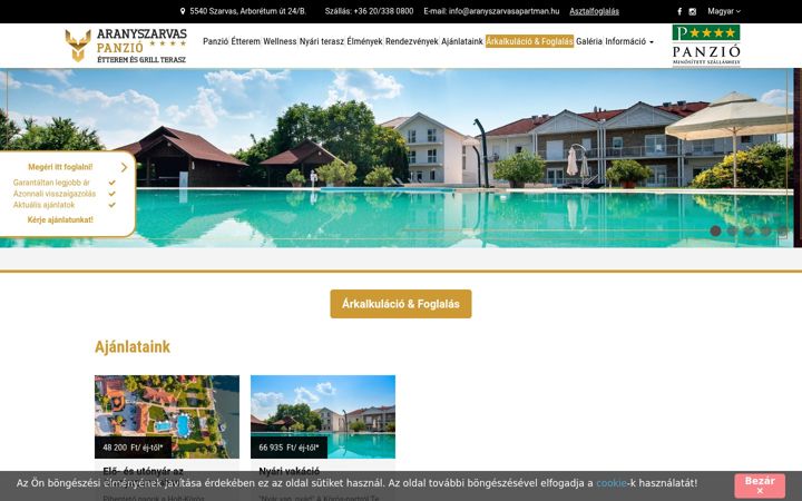Screenshot of aranyszarvasapartman.hu